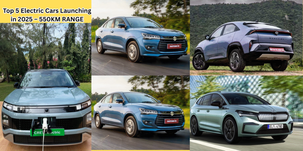 Top 5 Electric Cars Launching in 2025 – 550KM तक की रेंज, स्टाइल भी जबरदस्त!