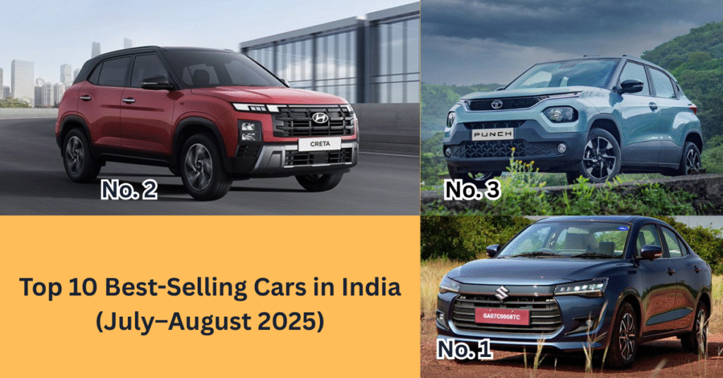 Top 10 Best-Selling Cars in India (July–August 2025